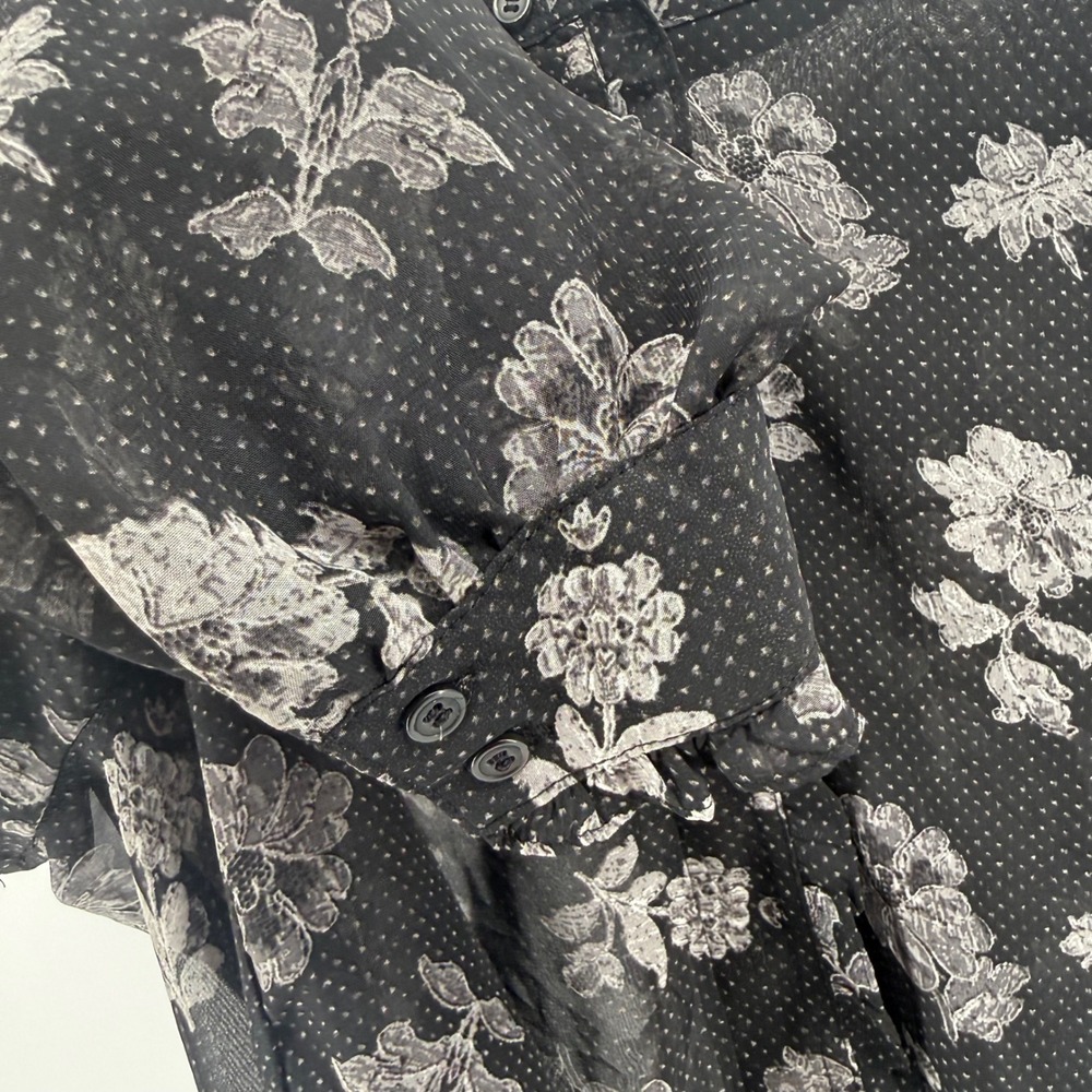 Lane Bryant Black Fairy Dot Sheer Ruffle Whimsygoth Blouse Size 22 - Picture 3 of 10